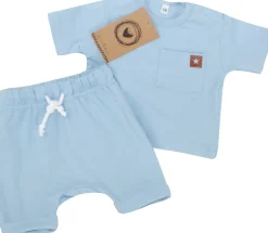2 cz zestaw komplet tshirt +spodenki na lato 56-86 błękitny