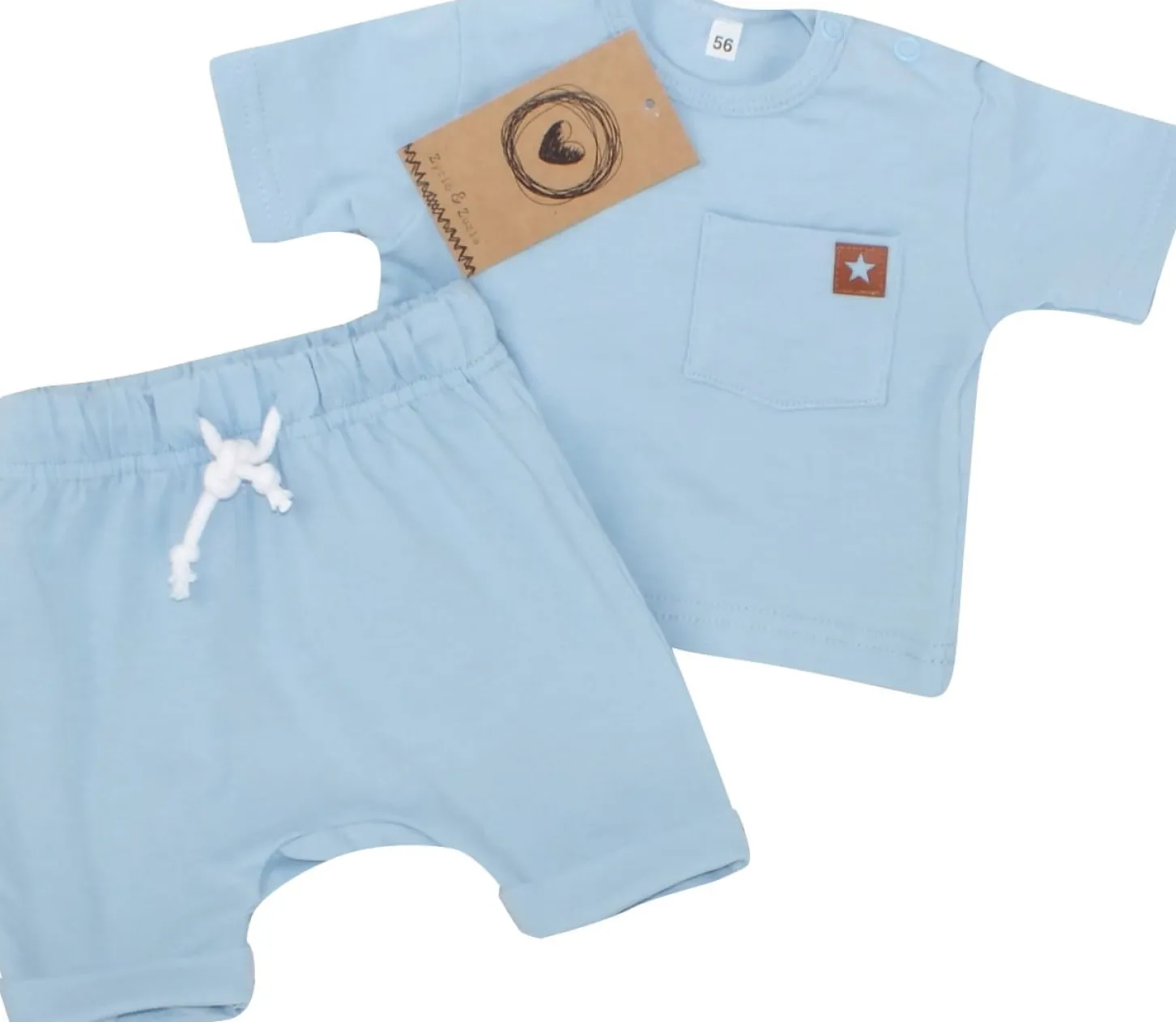 2 cz zestaw komplet tshirt +spodenki na lato 56-86 błękitny
