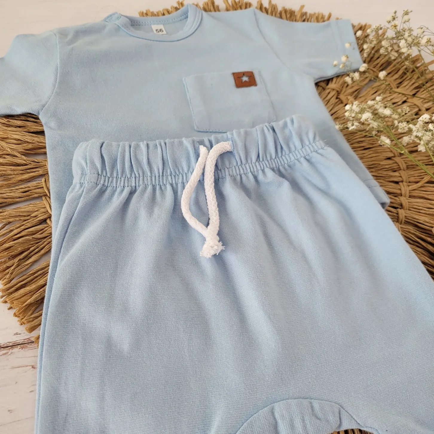 2 cz zestaw komplet tshirt +spodenki na lato 56-86 błękitny