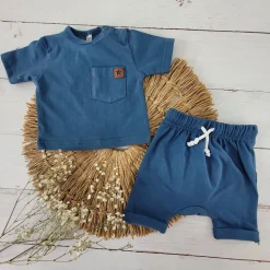 2 cz zestaw komplet tshirt +spodenki na lato granatowy ostatnie sztuki 56, 62, 74, 80