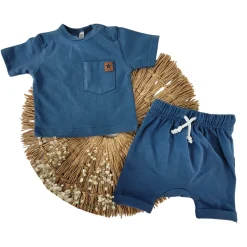 2 cz zestaw komplet tshirt +spodenki na lato granatowy ostatnie sztuki 56, 62, 74, 80