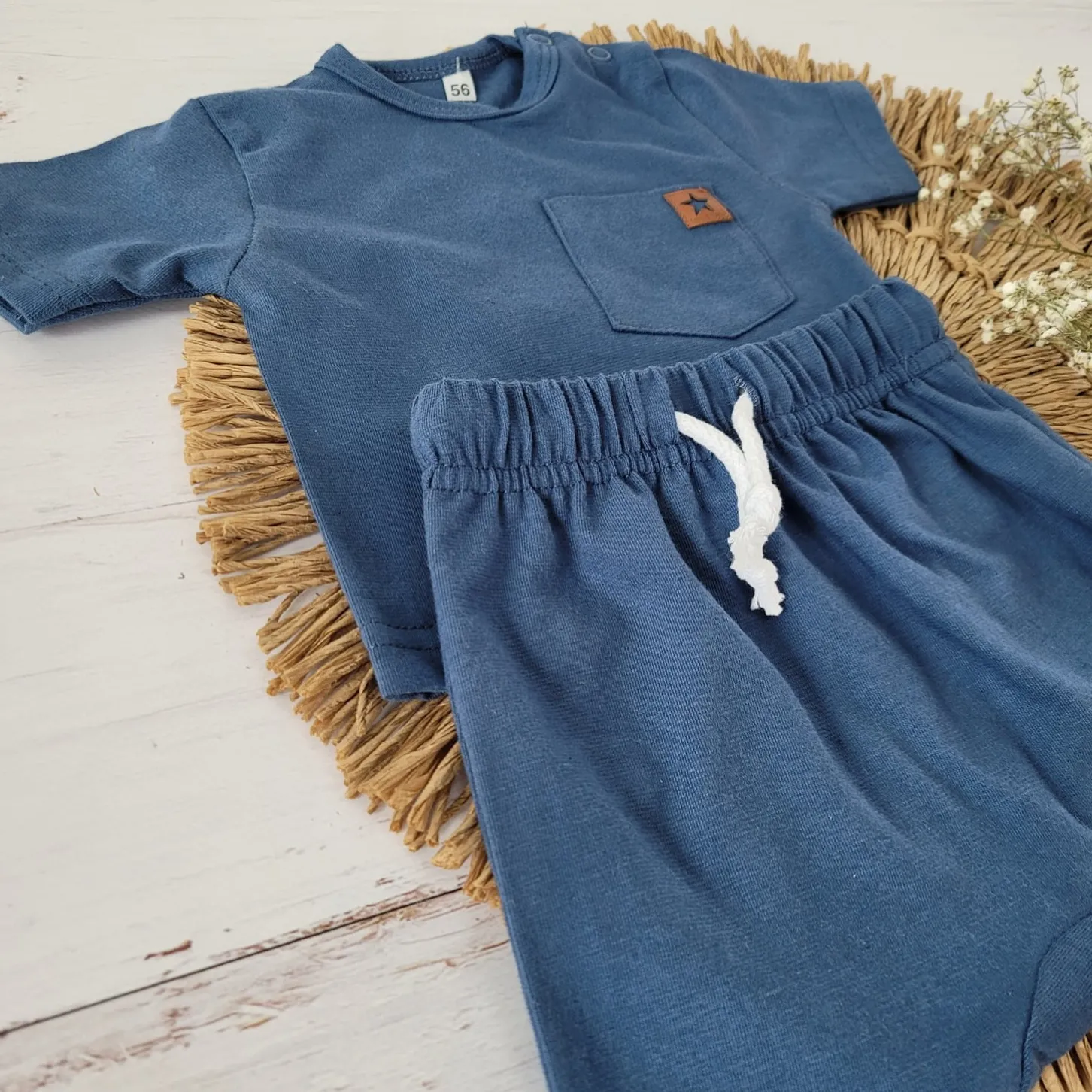 2 cz zestaw komplet tshirt +spodenki na lato granatowy ostatnie sztuki 56, 62, 74, 80