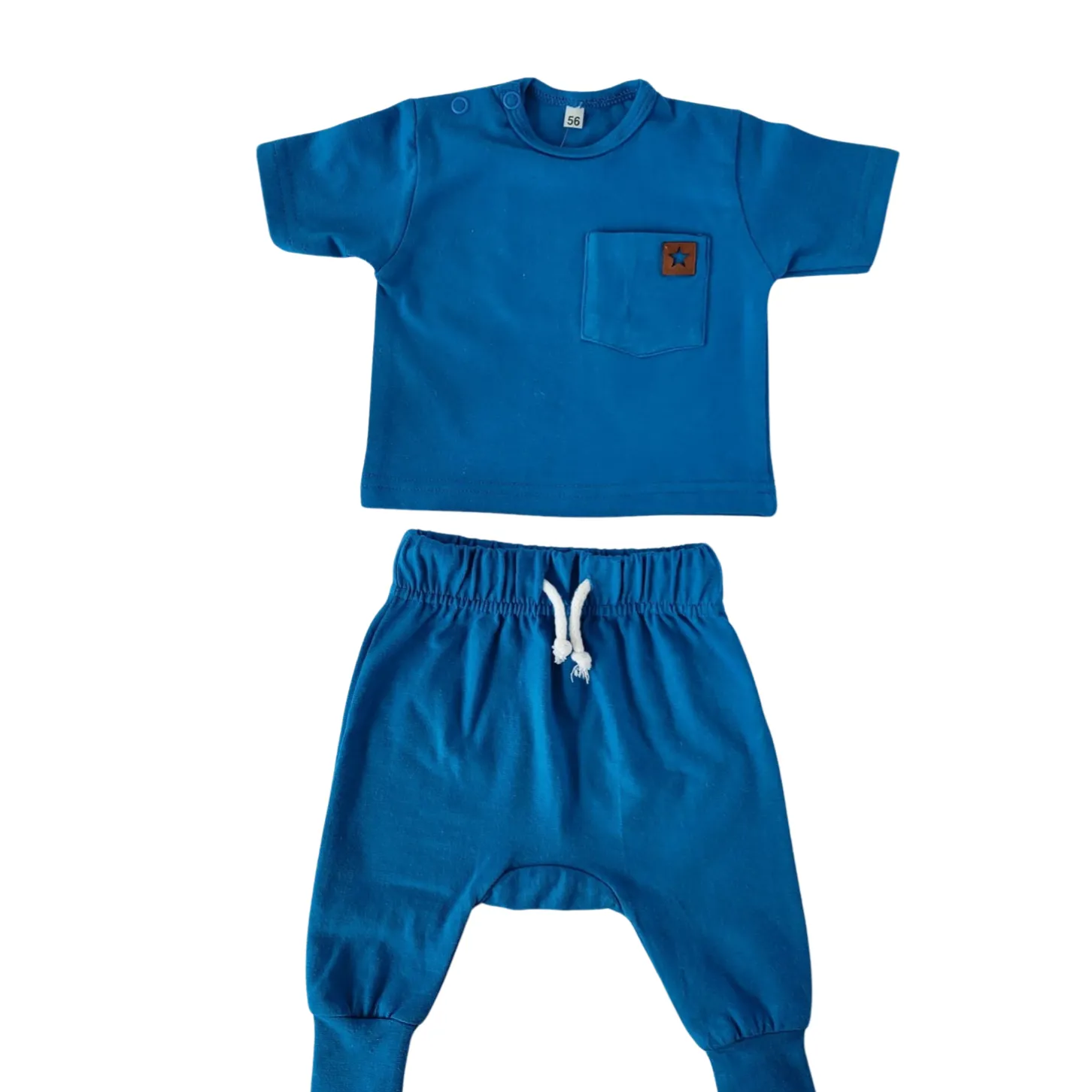 2 cz zestaw komplet tshirt +spodnie 56-86 kobaltowy błękit