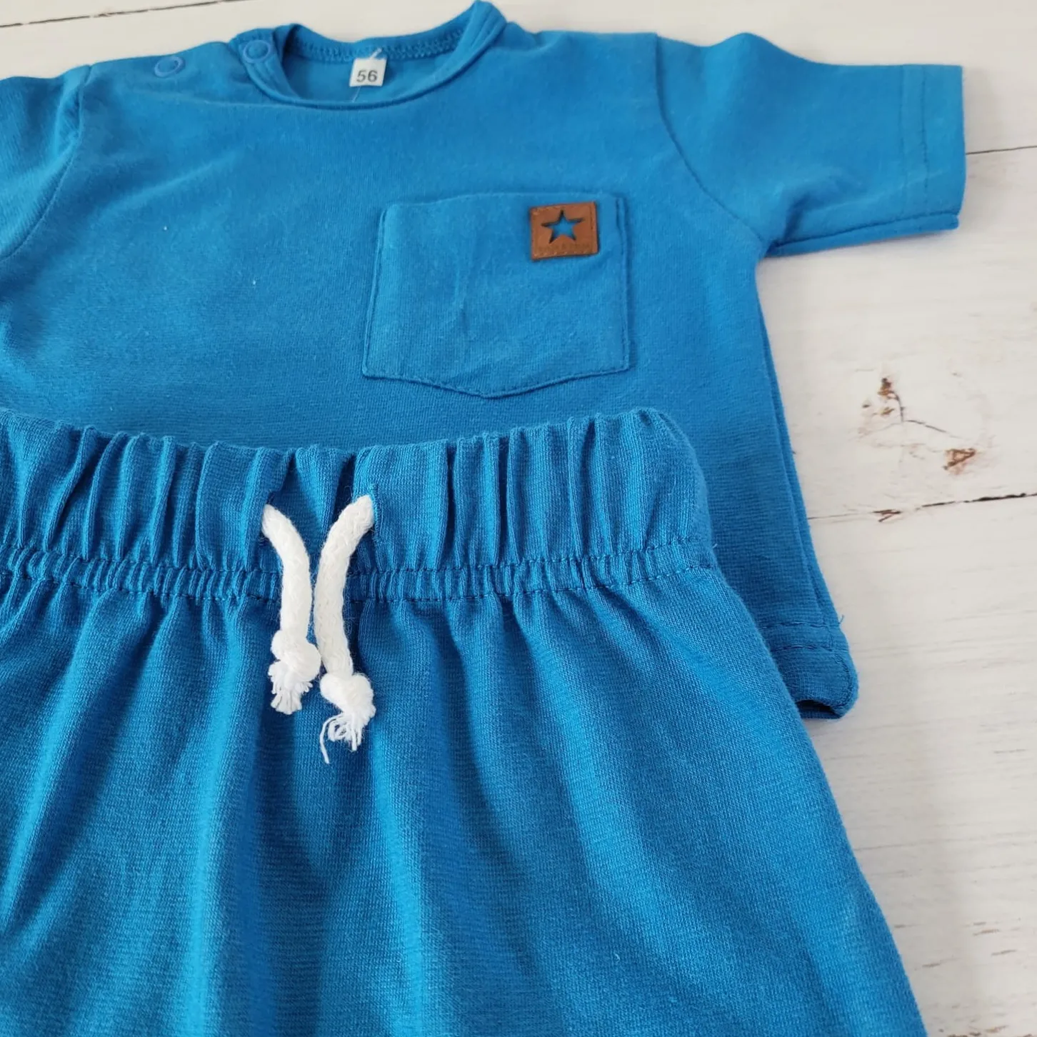2 cz zestaw komplet tshirt +spodnie 56-86 kobaltowy błękit