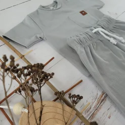 2 cz zestaw komplet tshirt +spodnie 56-86 szary gołębi