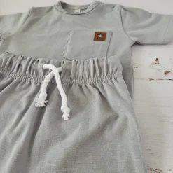 2 cz zestaw komplet tshirt +spodnie 56-86 szary gołębi