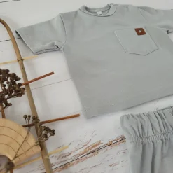 2 cz zestaw komplet tshirt +spodnie 56-86 szary gołębi