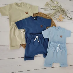 2 cz zestaw komplet tshirt +spodenki na lato oliwkowy ostatnie sztuki 74-86