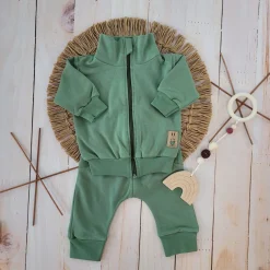 Dres niemowlęcy 2 cz bawełniany bez kaptura khaki ostatnie sztuki 56