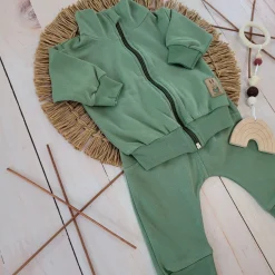 Dres niemowlęcy 2 cz bawełniany bez kaptura khaki ostatnie sztuki 56