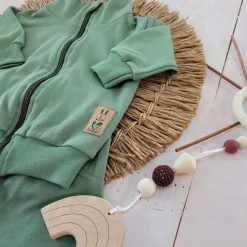 Dres niemowlęcy 2 cz bawełniany bez kaptura khaki ostatnie sztuki 56
