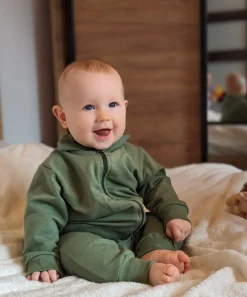 Dres niemowlęcy 2 cz bawełniany bez kaptura khaki ostatnie sztuki 56