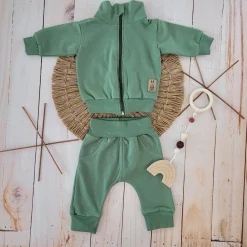 Dres niemowlęcy 2 cz bawełniany bez kaptura khaki ostatnie sztuki 56