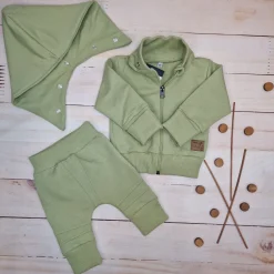 Dres niemowlęcy 2 cz bawełniany z odpinanym kapturem 56-86 olive green