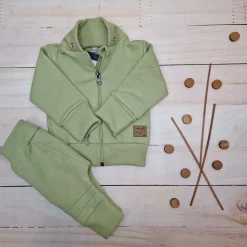 Dres niemowlęcy 2 cz bawełniany z odpinanym kapturem 56-86 olive green