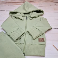 Dres niemowlęcy 2 cz bawełniany z odpinanym kapturem 56-86 olive green