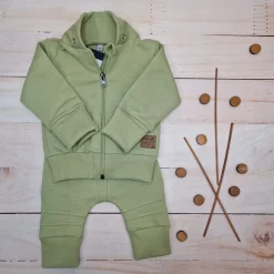 Dres niemowlęcy 2 cz bawełniany z odpinanym kapturem 56-86 olive green