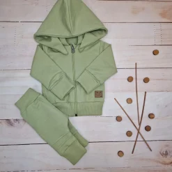 Dres niemowlęcy 2 cz bawełniany z odpinanym kapturem 56-86 olive green