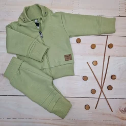 Dres niemowlęcy 2 cz bawełniany z odpinanym kapturem 56-86 olive green