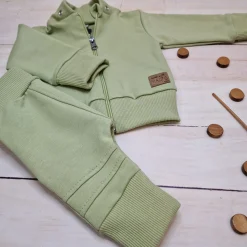 Dres niemowlęcy 2 cz bawełniany z odpinanym kapturem 56-86 olive green