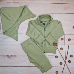 Dres niemowlęcy 2 cz bawełniany z odpinanym kapturem 56-86 olive green