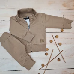 Dres niemowlęcy 2 cz bawełniany z odpinanym kapturem 56-86 caffe mokka