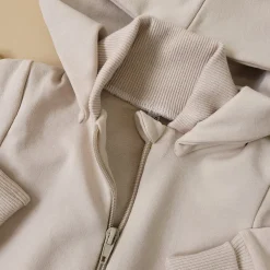 Dres niemowlęcy 2 cz bawełniany z odpinanym kapturem 56-86 alabaster beige