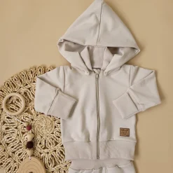 Dres niemowlęcy 2 cz bawełniany z odpinanym kapturem 56-86 alabaster beige