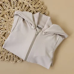 Dres niemowlęcy 2 cz bawełniany z odpinanym kapturem 56-86 alabaster beige