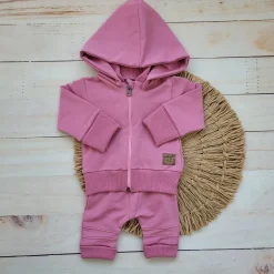 Dres niemowlęcy 2 cz bawełniany z odpinanym kapturem 56-86 rosy dream