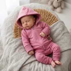 Dres niemowlęcy 2 cz bawełniany z odpinanym kapturem 56-86 rosy dream