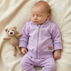 Dres niemowlęcy 2 cz bawełniany z odpinanym kapturem 56-86 soft lilac