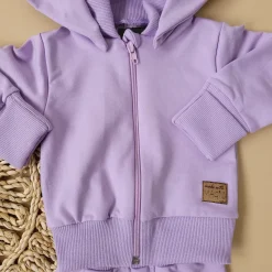 Dres niemowlęcy 2 cz bawełniany z odpinanym kapturem 56-86 soft lilac