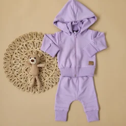 Dres niemowlęcy 2 cz bawełniany z odpinanym kapturem 56-86 soft lilac