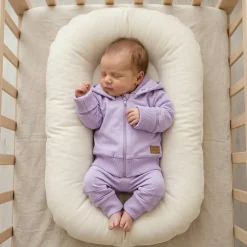 Dres niemowlęcy 2 cz bawełniany z odpinanym kapturem 56-86 soft lilac