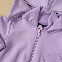 Dres niemowlęcy 2 cz bawełniany z odpinanym kapturem 56-86 soft lilac