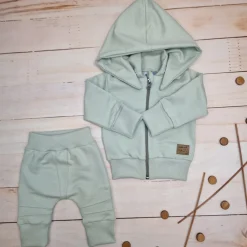 Dres niemowlęcy 2 cz bawełniany z odpinanym kapturem 56-86 minty green
