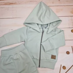 Dres niemowlęcy 2 cz bawełniany z odpinanym kapturem 56-86 minty green