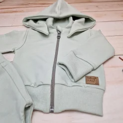 Dres niemowlęcy 2 cz bawełniany z odpinanym kapturem 56-86 minty green