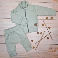 Dres niemowlęcy 2 cz bawełniany z odpinanym kapturem 56-86 minty green