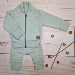 Dres niemowlęcy 2 cz bawełniany z odpinanym kapturem 56-86 minty green