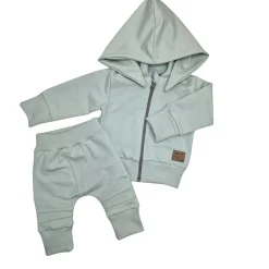 Dres niemowlęcy 2 cz bawełniany z odpinanym kapturem 56-86 minty green