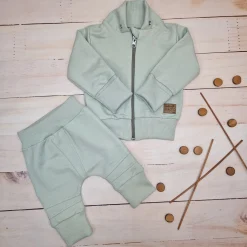 Dres niemowlęcy 2 cz bawełniany z odpinanym kapturem 56-86 minty green
