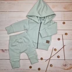 Dres niemowlęcy 2 cz bawełniany z odpinanym kapturem 56-86 minty green