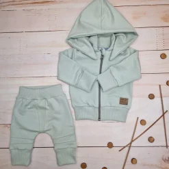 Dres niemowlęcy 2 cz bawełniany z odpinanym kapturem 56-86 minty green