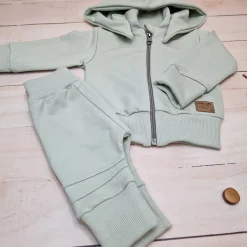 Dres niemowlęcy 2 cz bawełniany z odpinanym kapturem 56-86 minty green