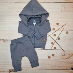 Dres niemowlęcy 2 cz bawełniany z odpinanym kapturem 56-86 onyx