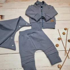 Dres niemowlęcy 2 cz bawełniany z odpinanym kapturem 56-86 onyx
