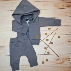 Dres niemowlęcy 2 cz bawełniany z odpinanym kapturem 56-86 onyx