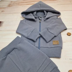 Dres niemowlęcy 2 cz bawełniany z odpinanym kapturem 56-86 onyx
